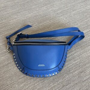 Isabel Marant Bright Blue Leather Studded Crossbody Belt Bag